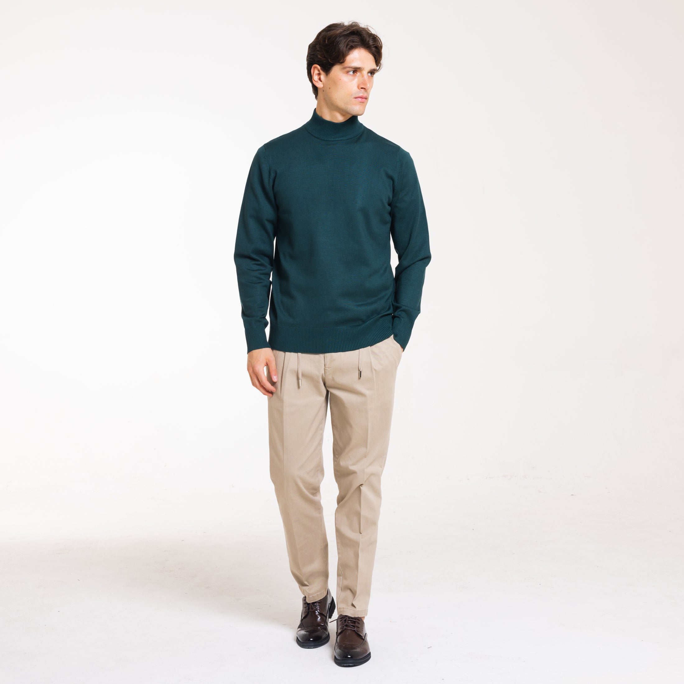 PULL. MEZZO COLLO DOPPIO FILO-11619|Colore:Verde