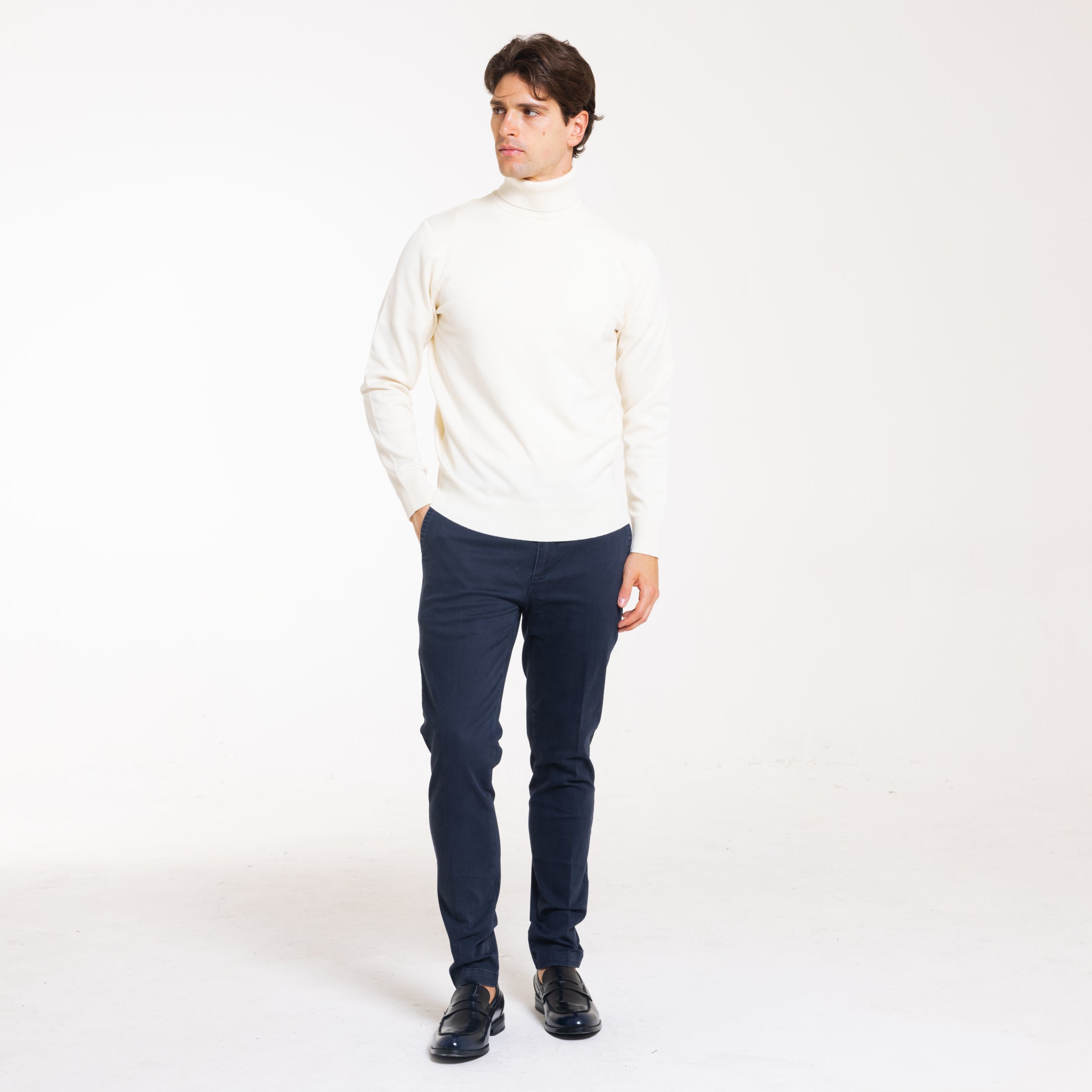 PULL. COLLO ALTO DOPPIO FILO-11620|Colore:Avorio
