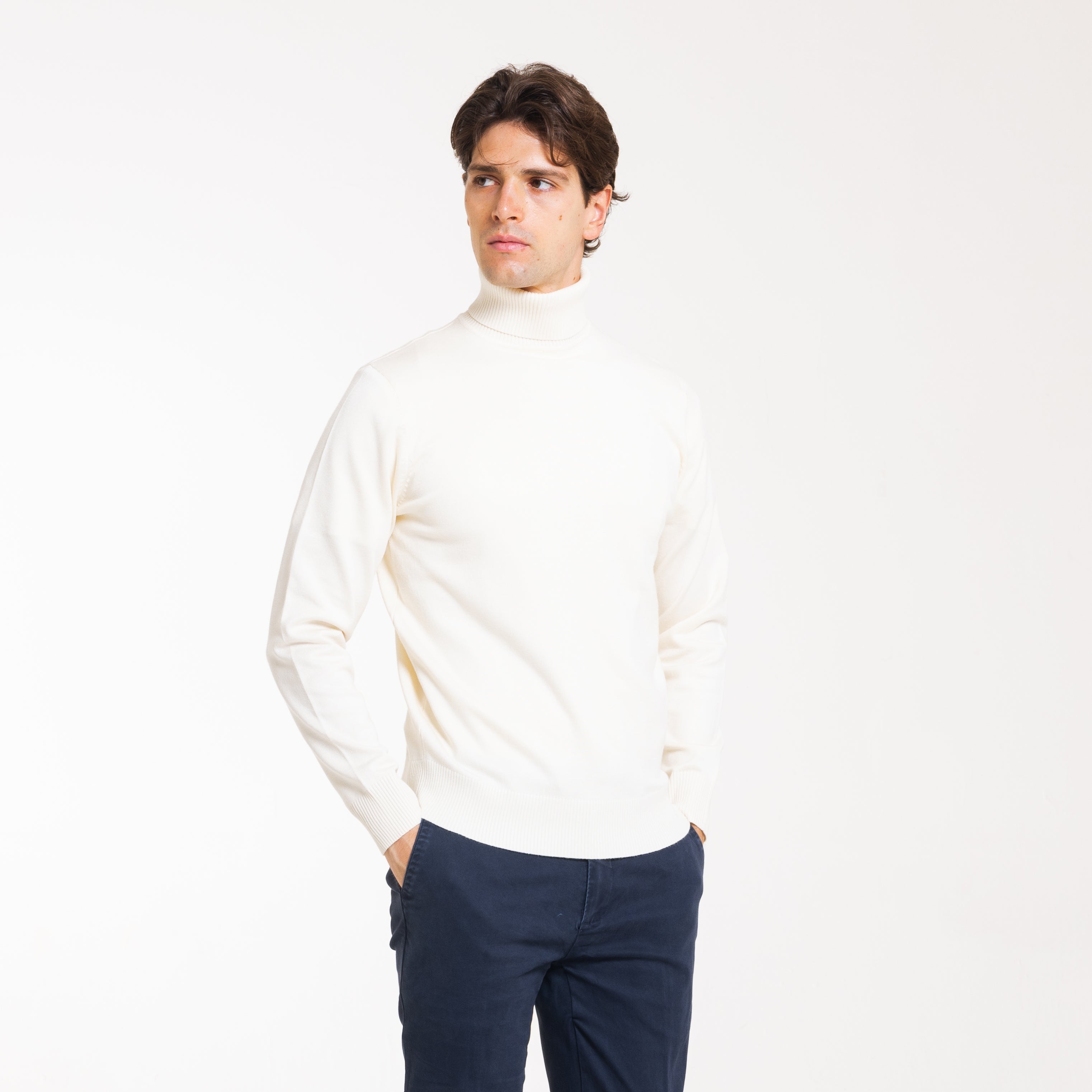 PULL. COLLO ALTO DOPPIO FILO-11620|Colore:Avorio