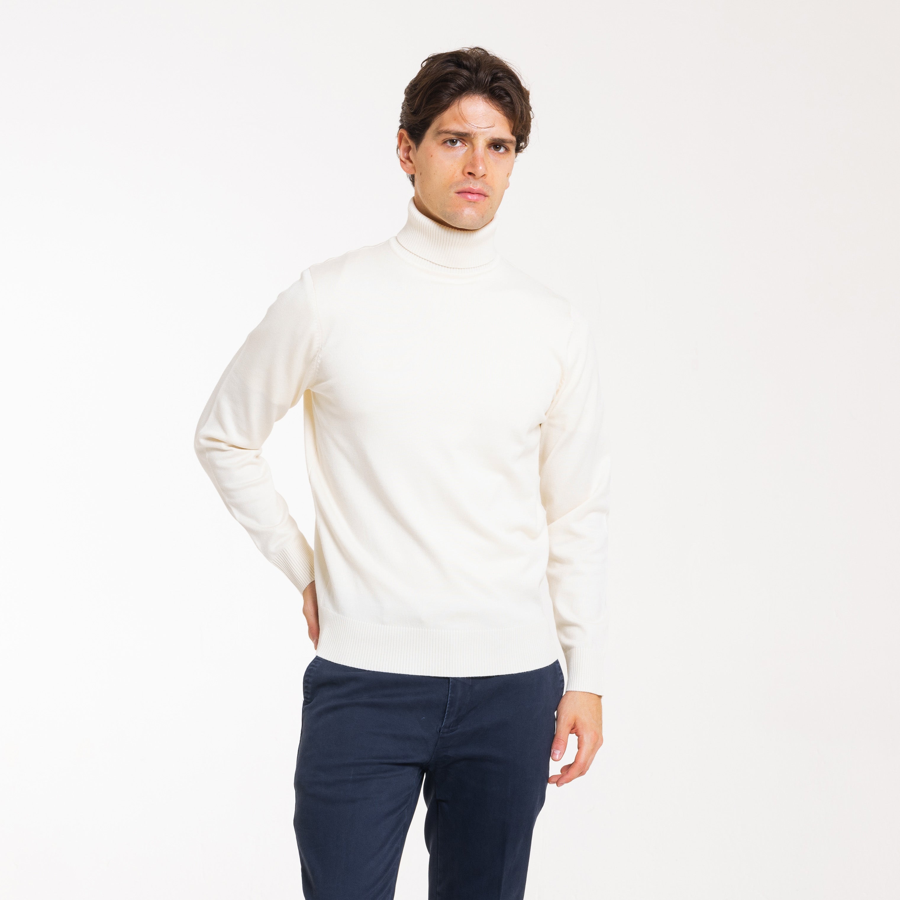 PULL. COLLO ALTO DOPPIO FILO-11620|Colore:Avorio