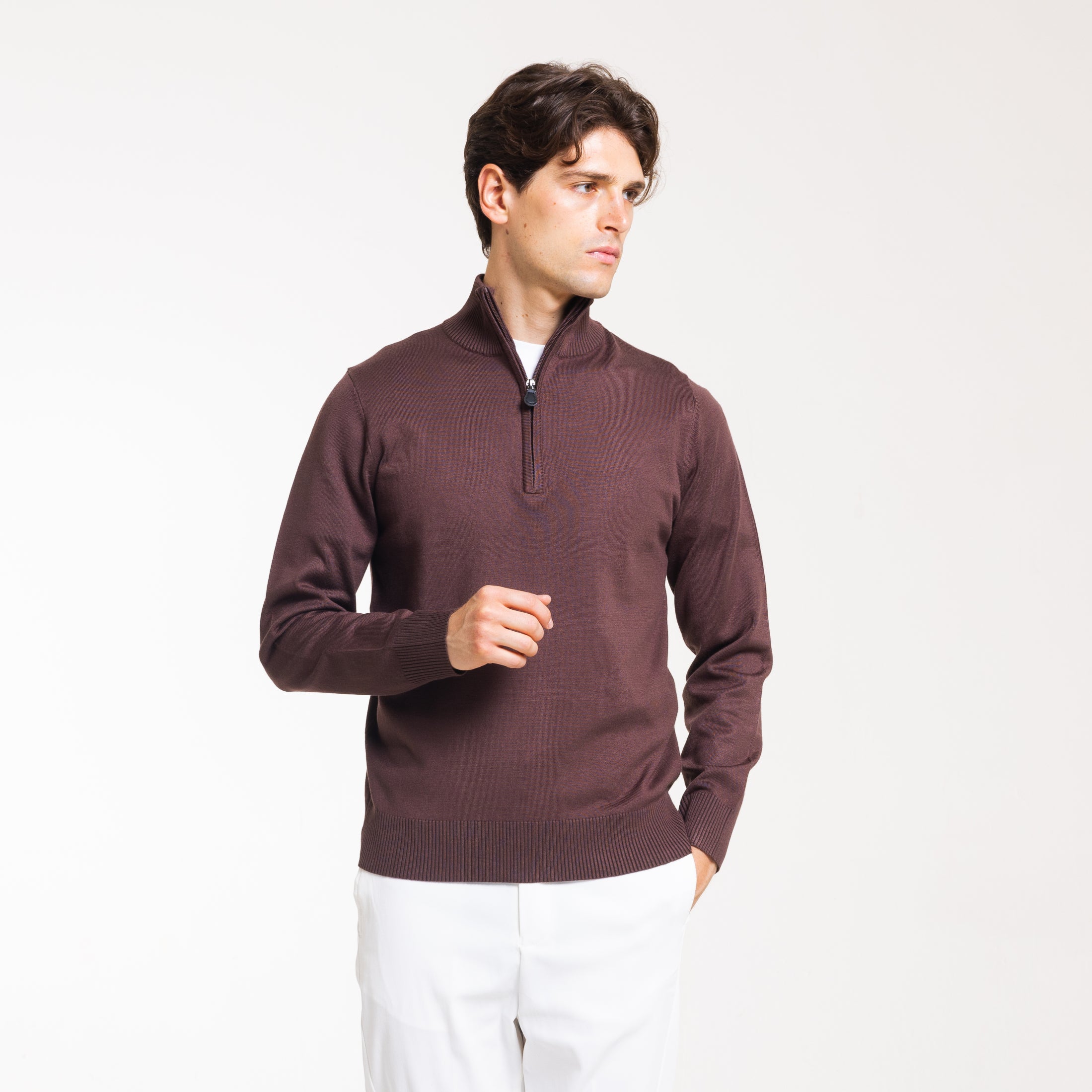 MEZZA ZIP DOPPIO FILO-11621|Colore:Moro