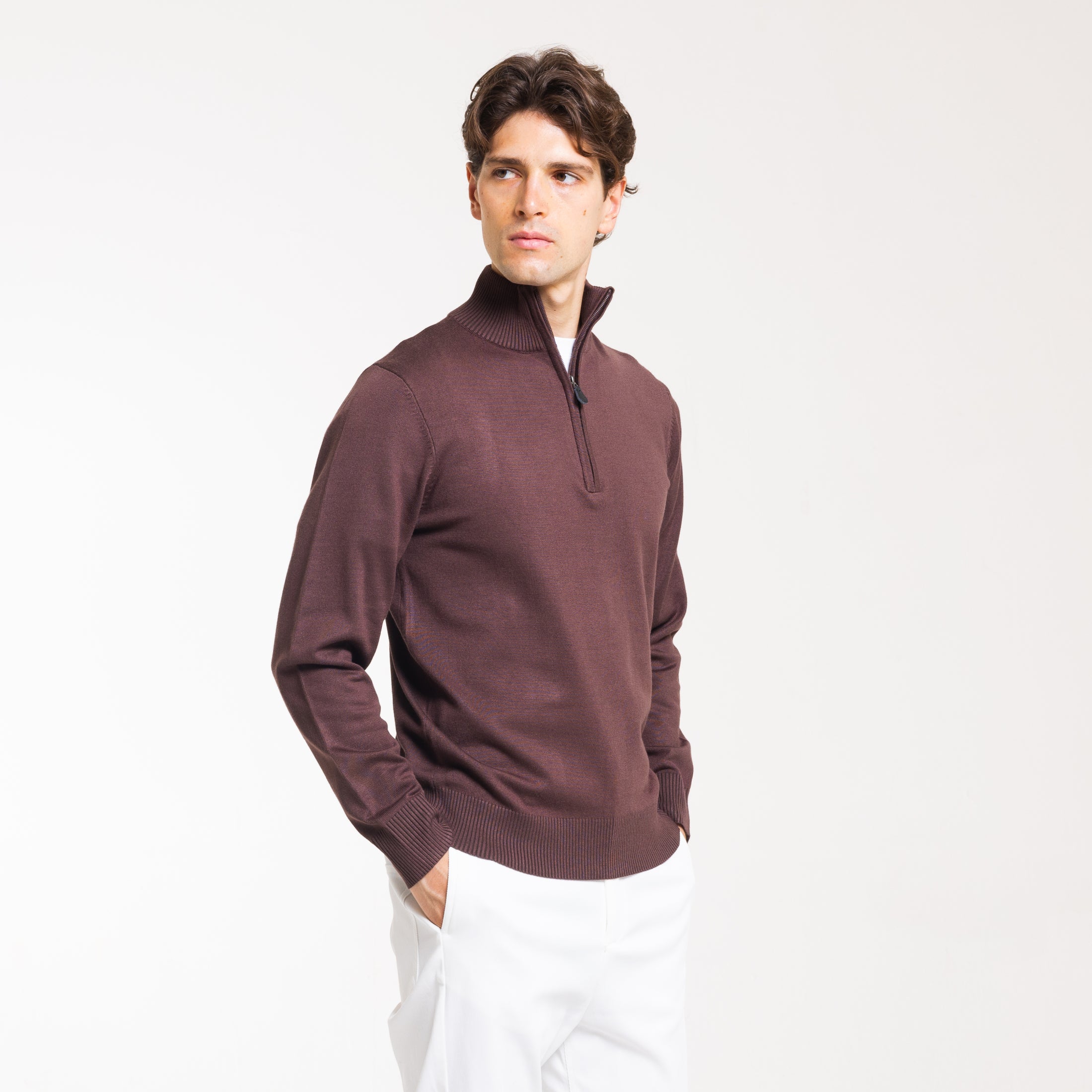 MEZZA ZIP DOPPIO FILO-11621|Colore:Moro