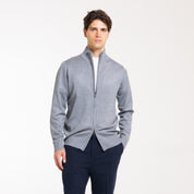 CARDIGAN FULL ZIP DOPPIO FILO-11622|Colore:Grigio