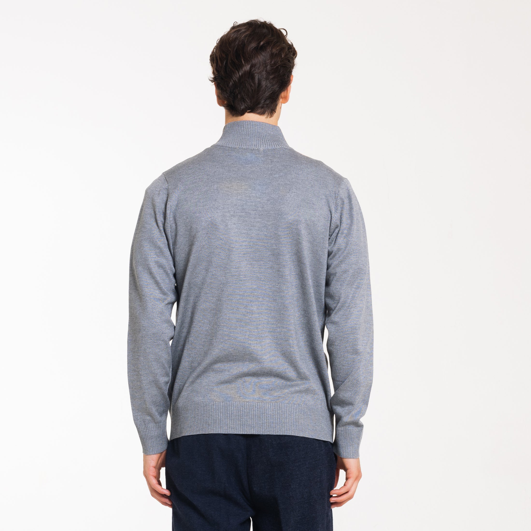 CARDIGAN FULL ZIP DOPPIO FILO-11622|Colore:Grigio
