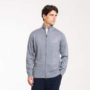 CARDIGAN FULL ZIP DOPPIO FILO-11622|Colore:Grigio