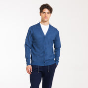 CARDIGAN DOPPIO FILO CON BOTTONI-11623|Colore:Denim
