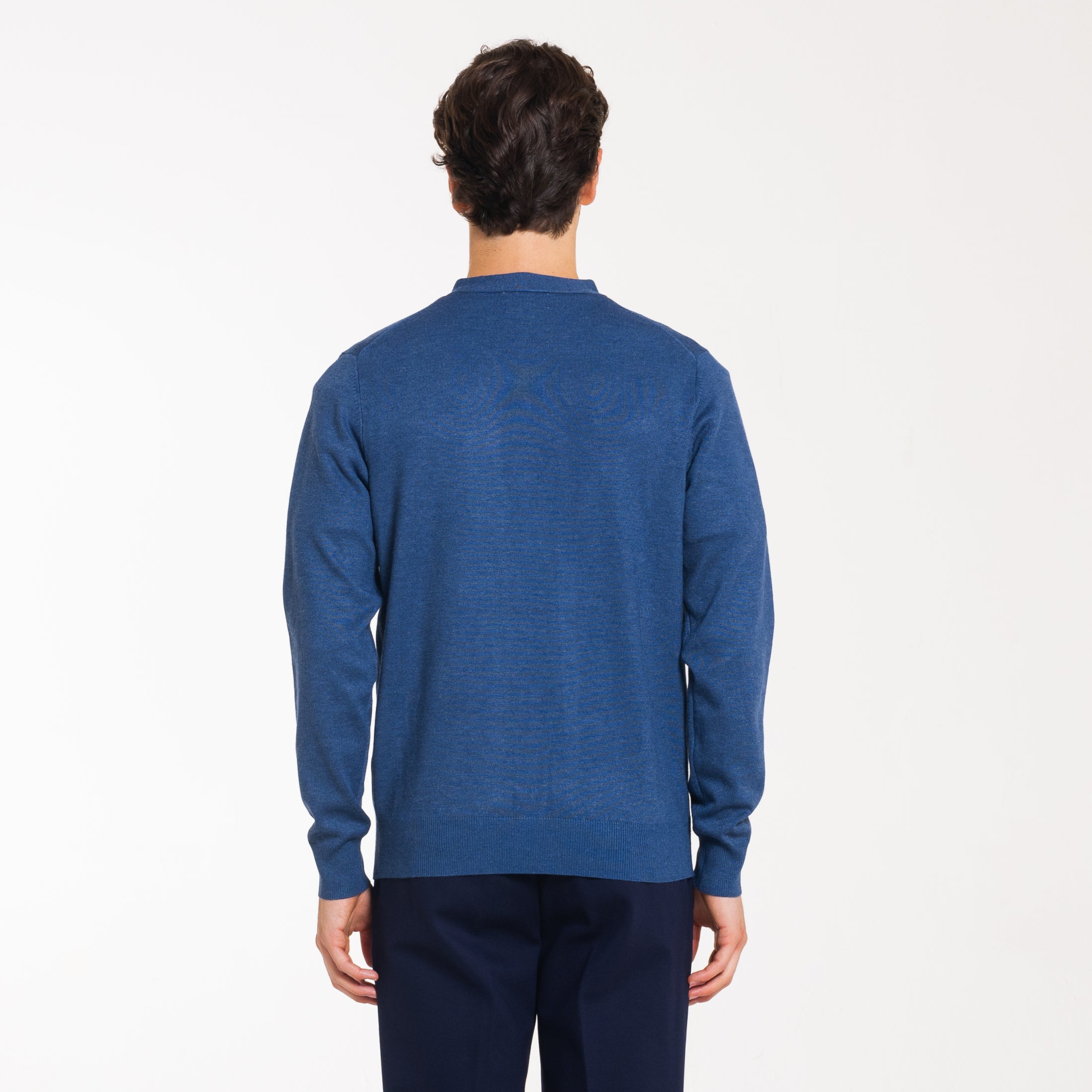 CARDIGAN DOPPIO FILO CON BOTTONI-11623|Colore:Denim