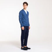 CARDIGAN DOPPIO FILO CON BOTTONI-11623|Colore:Denim