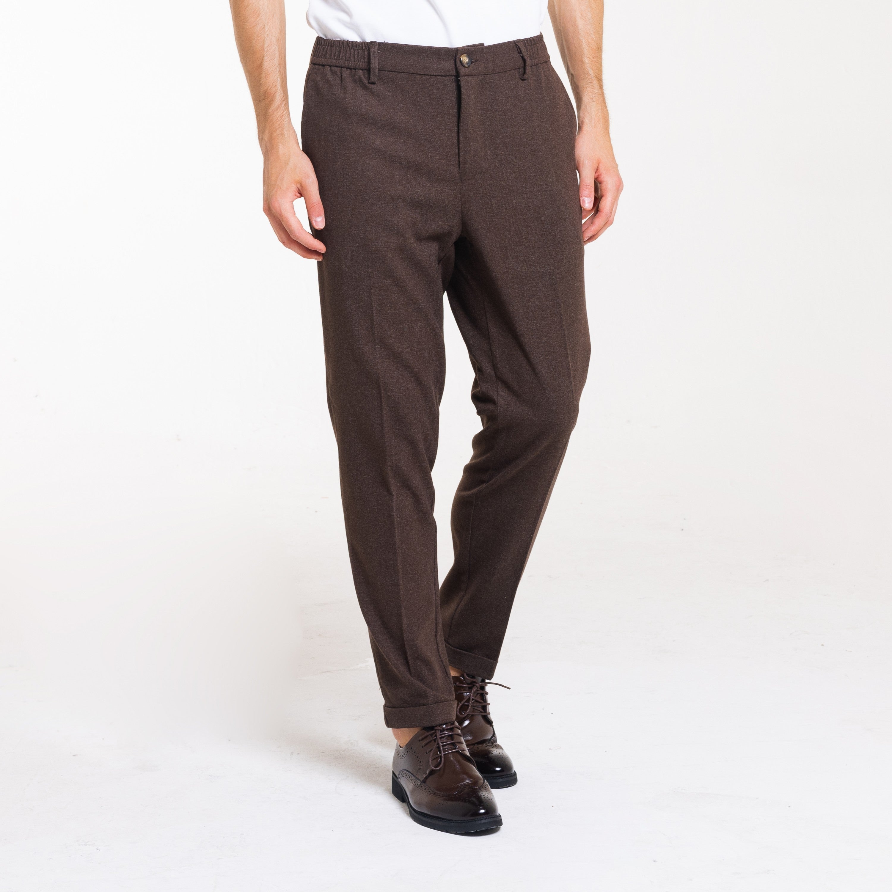 PANT MEZZO ELASTICO MISTO LANA-11665|Colore:Moro