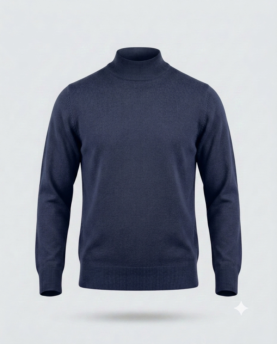 PULL. MEZZO COLLO DOPPIO FILO-11619|Colore:Blu