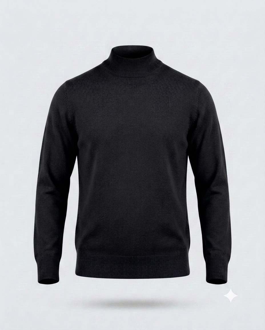 PULL. MEZZO COLLO DOPPIO FILO-11619|Colore:Nero