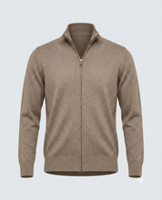 CARDIGAN FULL ZIP DOPPIO FILO-11622|Colore:Tortora