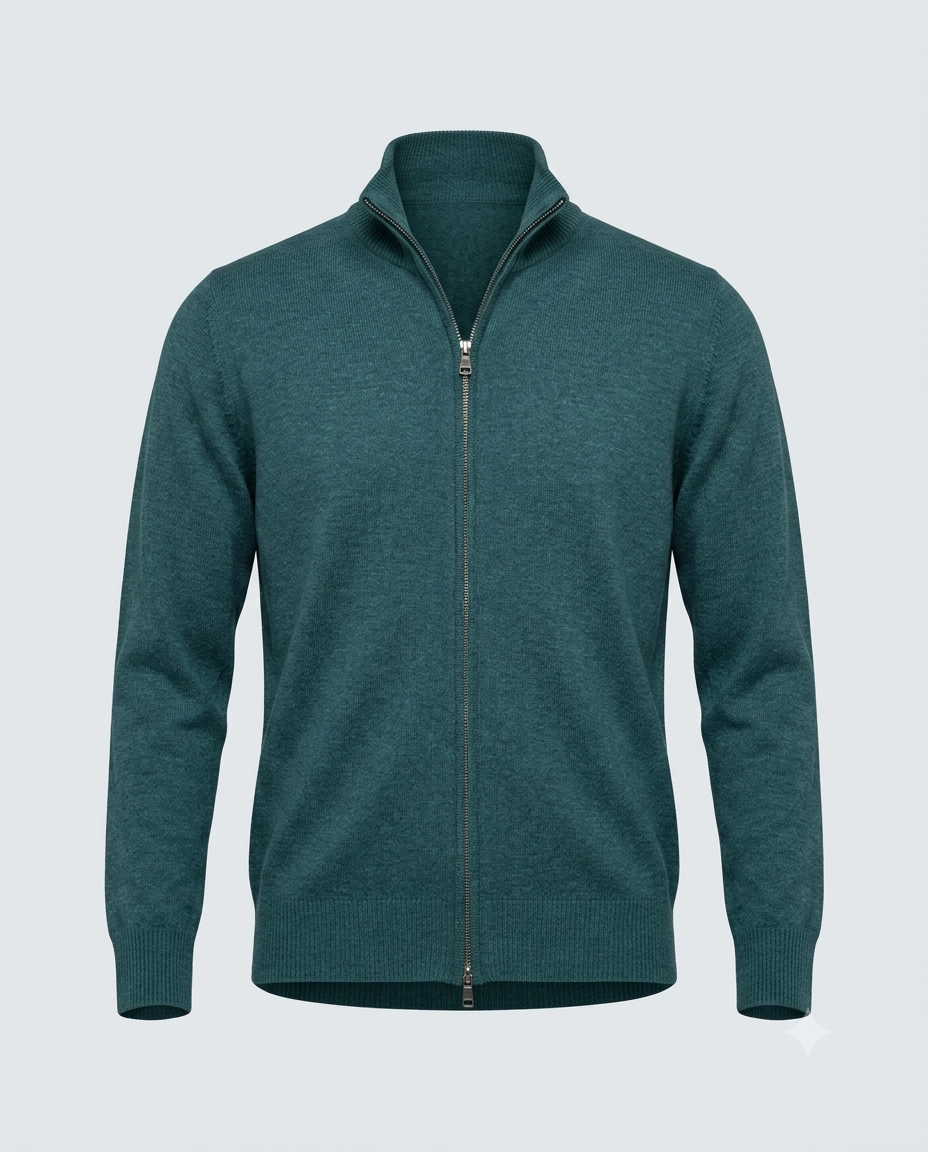 CARDIGAN FULL ZIP DOPPIO FILO-11622|Colore:Verde