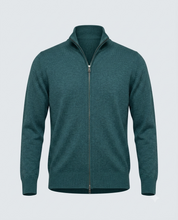 CARDIGAN FULL ZIP DOPPIO FILO-11622|Colore:Verde