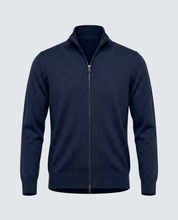 CARDIGAN FULL ZIP DOPPIO FILO-11622|Colore:Blu