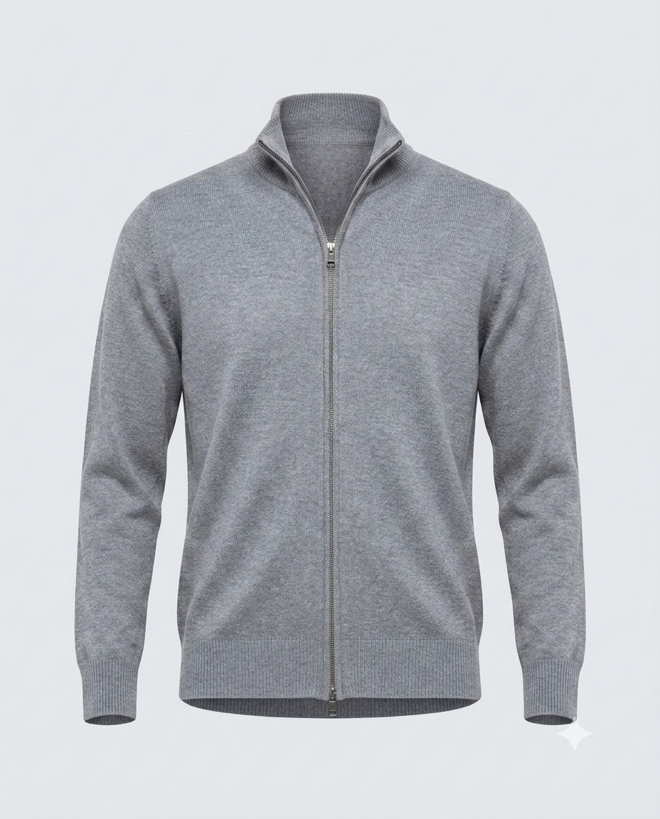 CARDIGAN FULL ZIP DOPPIO FILO-11622|Colore:Grigio