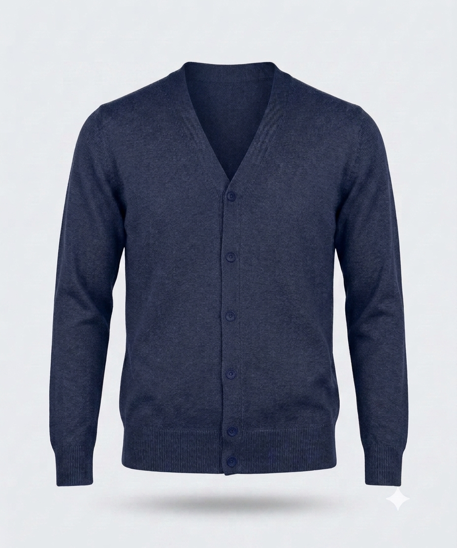 CARDIGAN DOPPIO FILO CON BOTTONI-11623|Colore:Blu