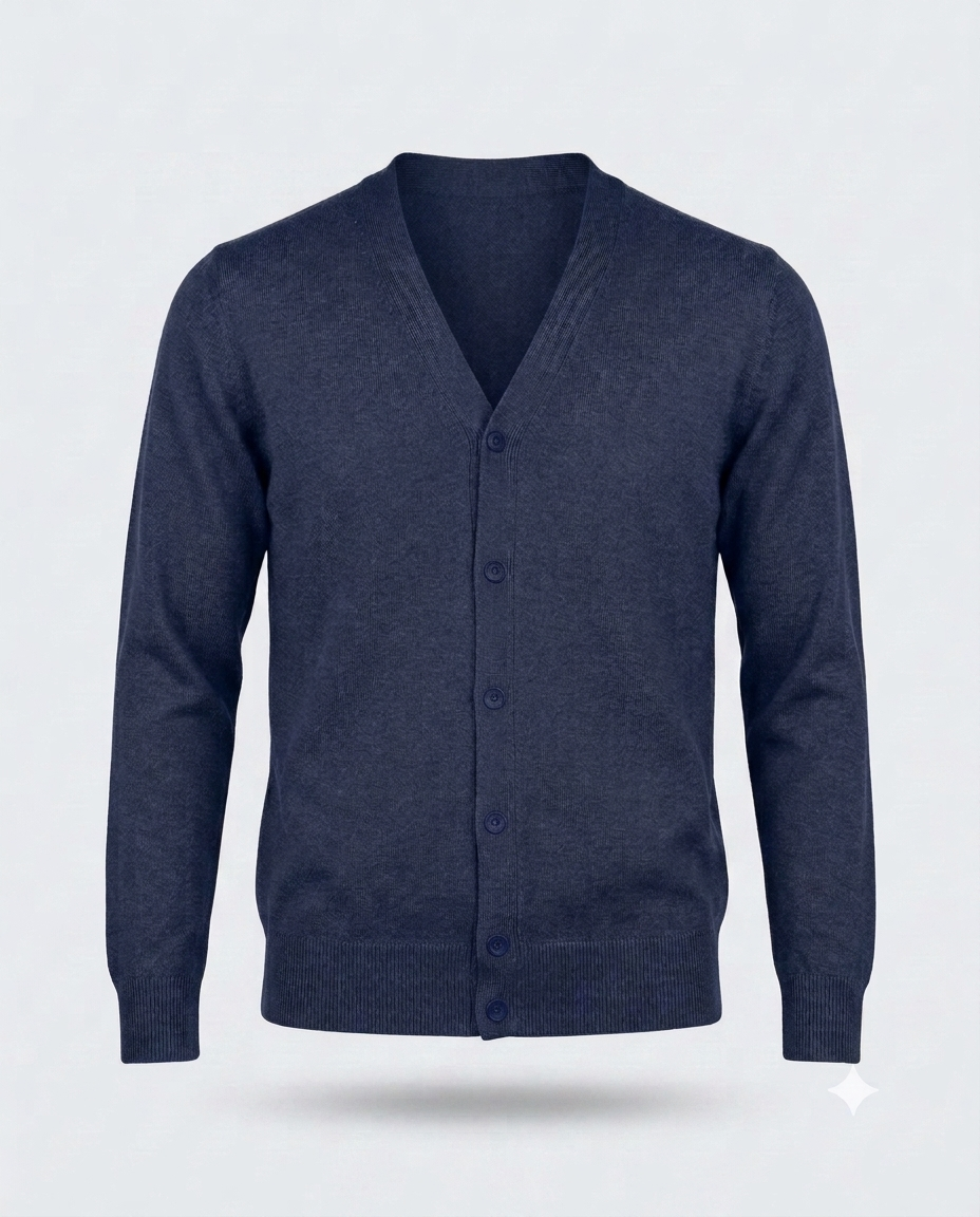 CARDIGAN DOPPIO FILO CON BOTTONI-11623|Colore:Blu