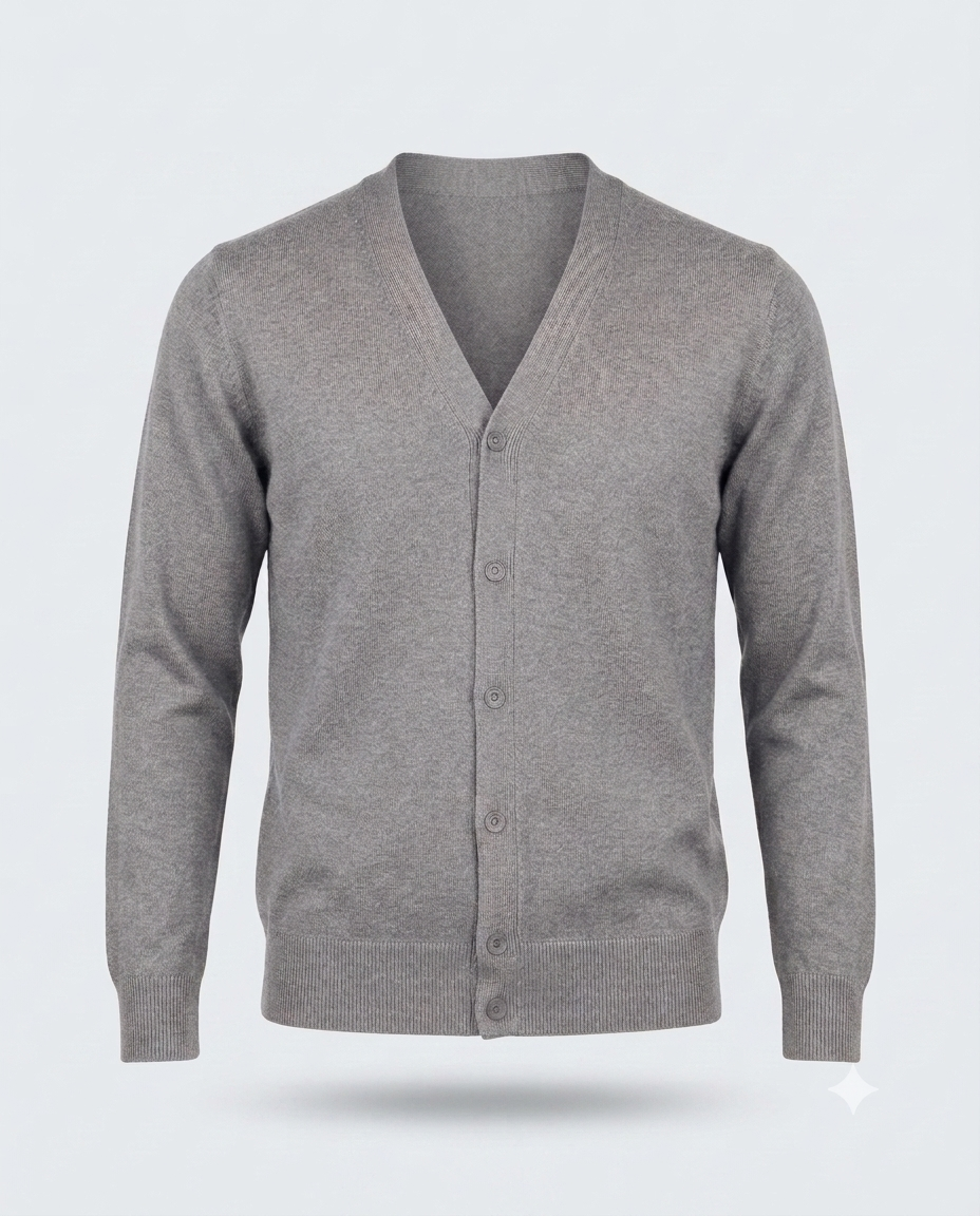 CARDIGAN DOPPIO FILO CON BOTTONI-11623|Colore:Grigio