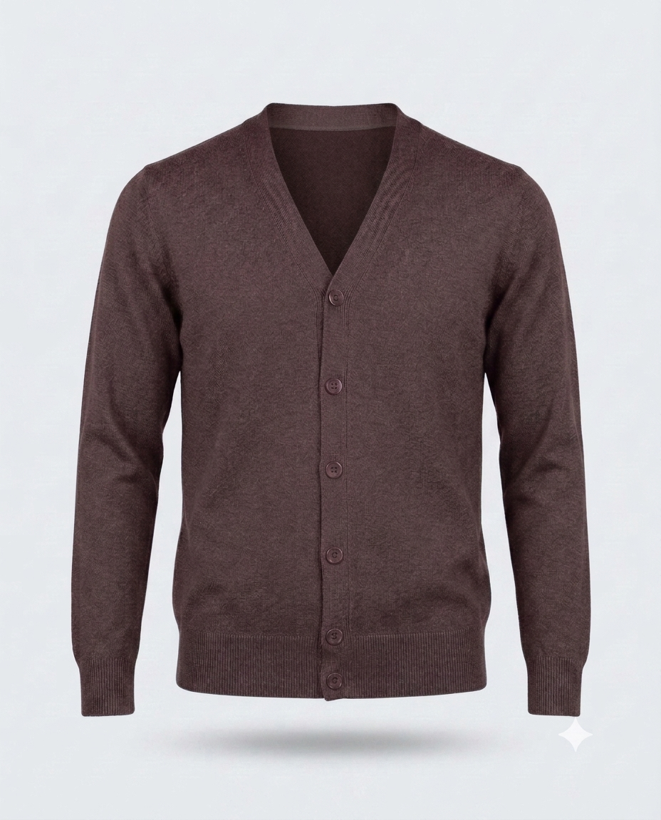 CARDIGAN DOPPIO FILO CON BOTTONI-11623|Colore:Moro
