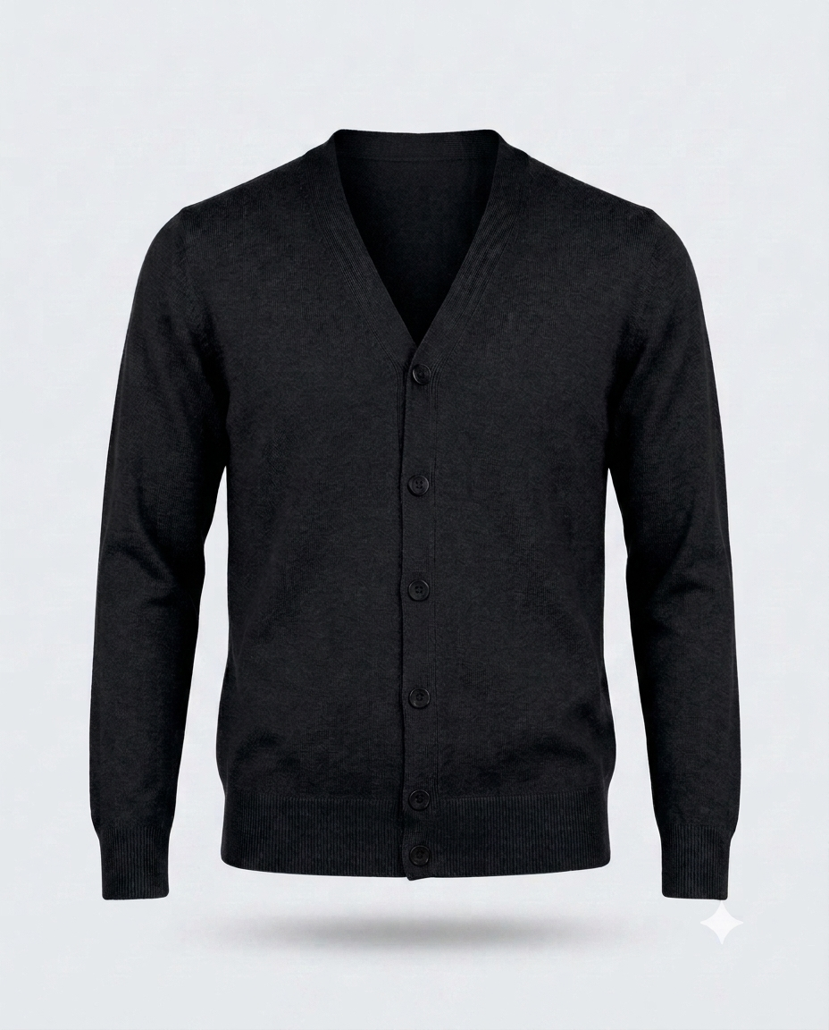 CARDIGAN DOPPIO FILO CON BOTTONI-11623|Colore:Nero