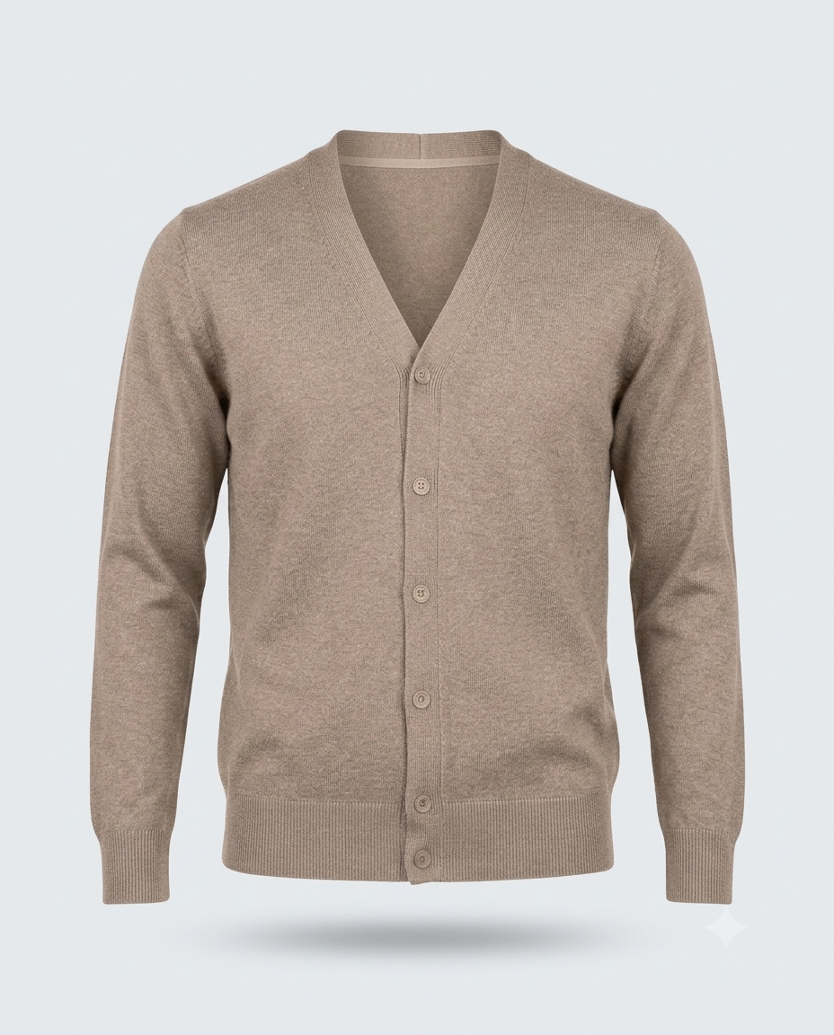 CARDIGAN DOPPIO FILO CON BOTTONI-11623|Colore:Tortora