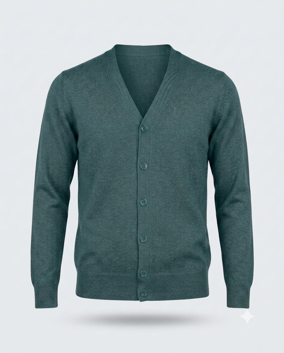 CARDIGAN DOPPIO FILO CON BOTTONI-11623|Colore:Verde
