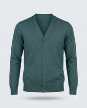 CARDIGAN DOPPIO FILO CON BOTTONI-11623|Colore:Verde