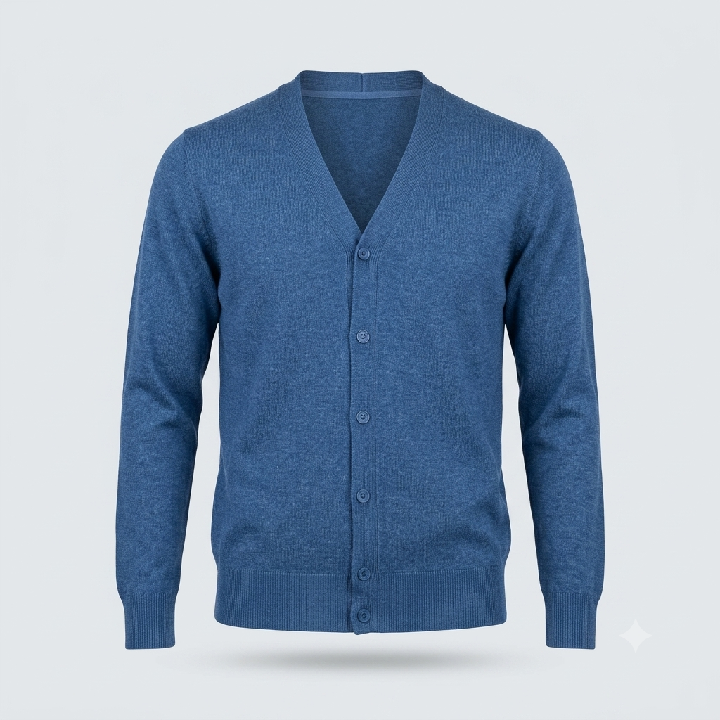 CARDIGAN DOPPIO FILO CON BOTTONI-11623|Colore:Denim