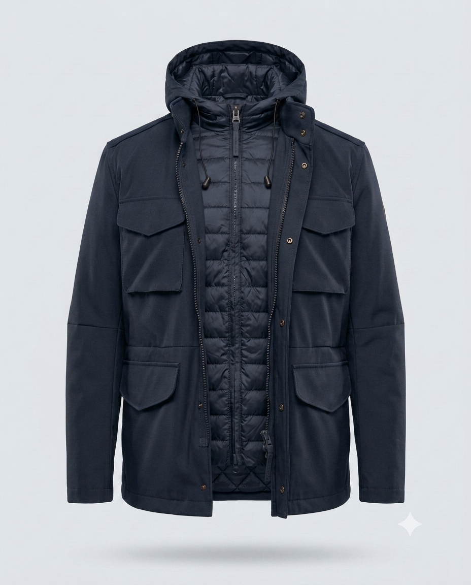 FIELD JACKET DOUBLE CON PIUMINO-11644|Colore:Blu