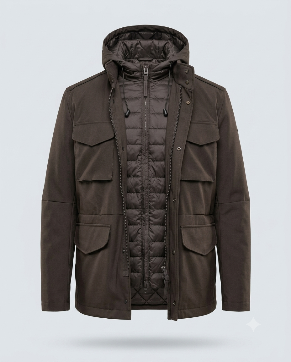 FIELD JACKET DOUBLE CON PIUMINO-11644|Colore:Moro