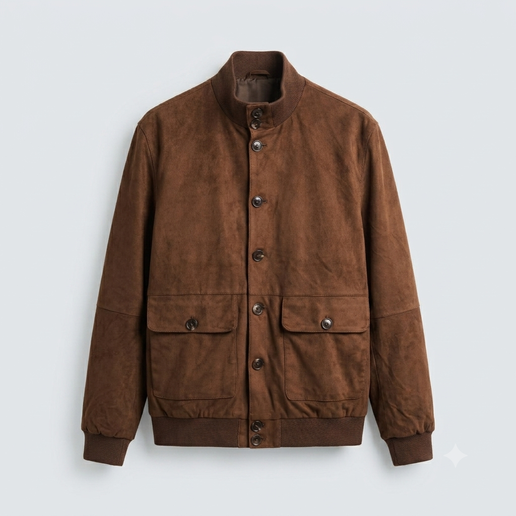 BOMBER EFFETTO CAMOSCIO-11650 |Colore:Moro