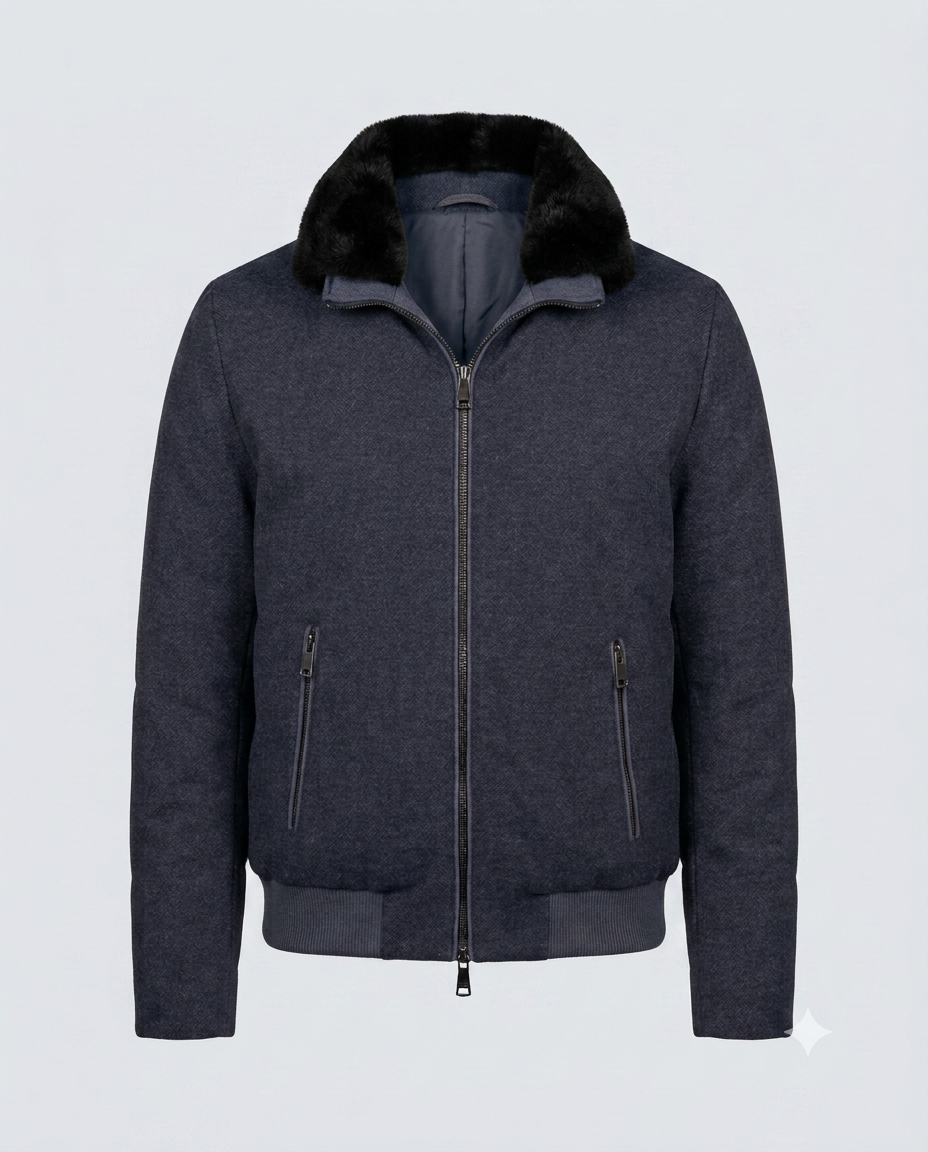 BOMBER ZIP IN PANNO-11655|Colore:Blu