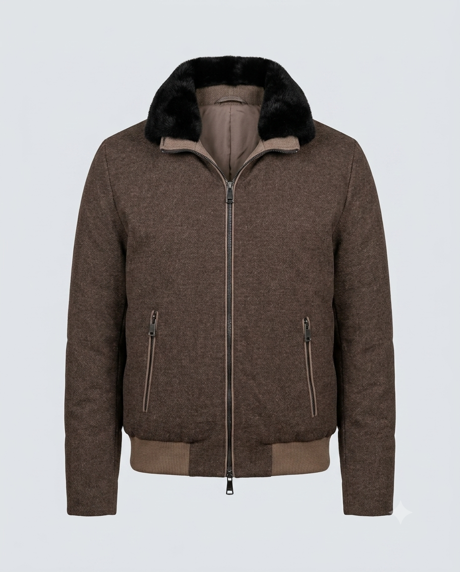 BOMBER ZIP IN PANNO-11655|Colore:Moro