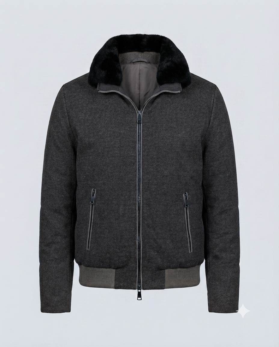 BOMBER ZIP IN PANNO-11655|Colore:Nero