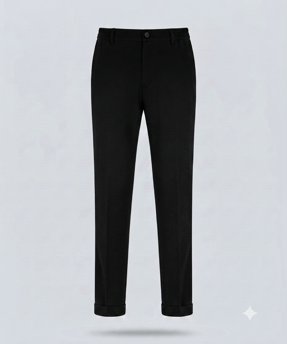 PANT MEZZO ELASTICO MISTO LANA-11665|Colore:Nero