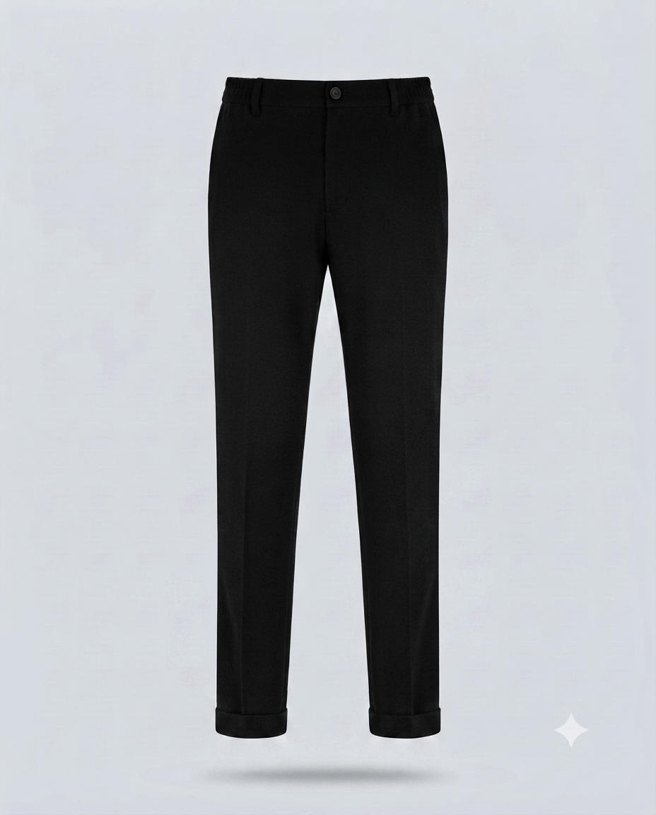 PANT MEZZO ELASTICO MISTO LANA-11665|Colore:Nero