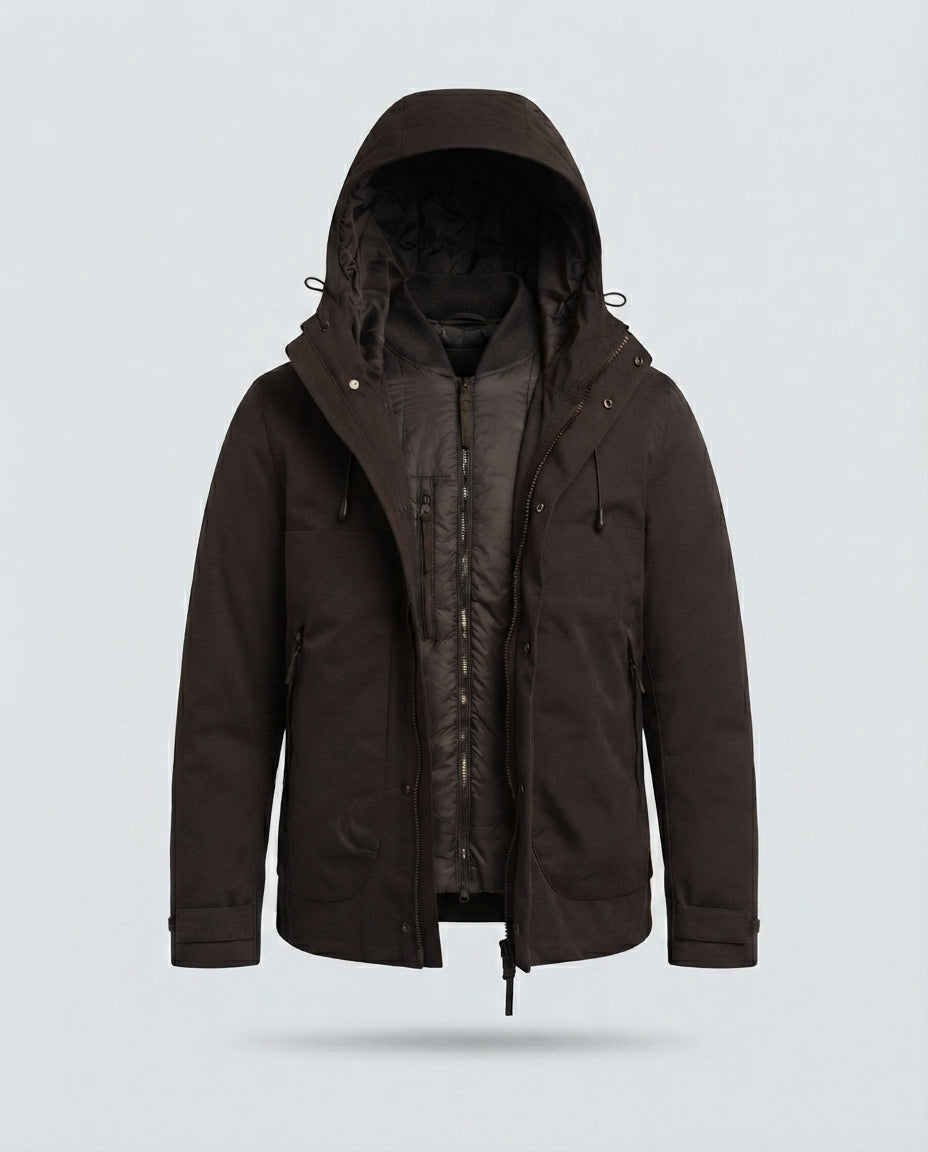 DOUBLE JKT CON PIUMINO STACCABILE-11649|Colore:Moro