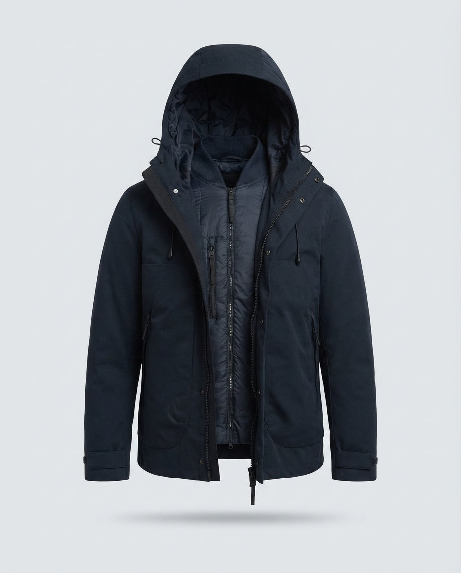 DOUBLE JKT CON PIUMINO STACCABILE-11649|Colore:Blu