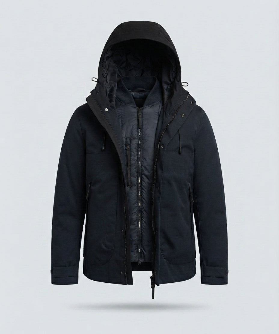 DOUBLE JKT CON PIUMINO STACCABILE-11649|Colore:Nero