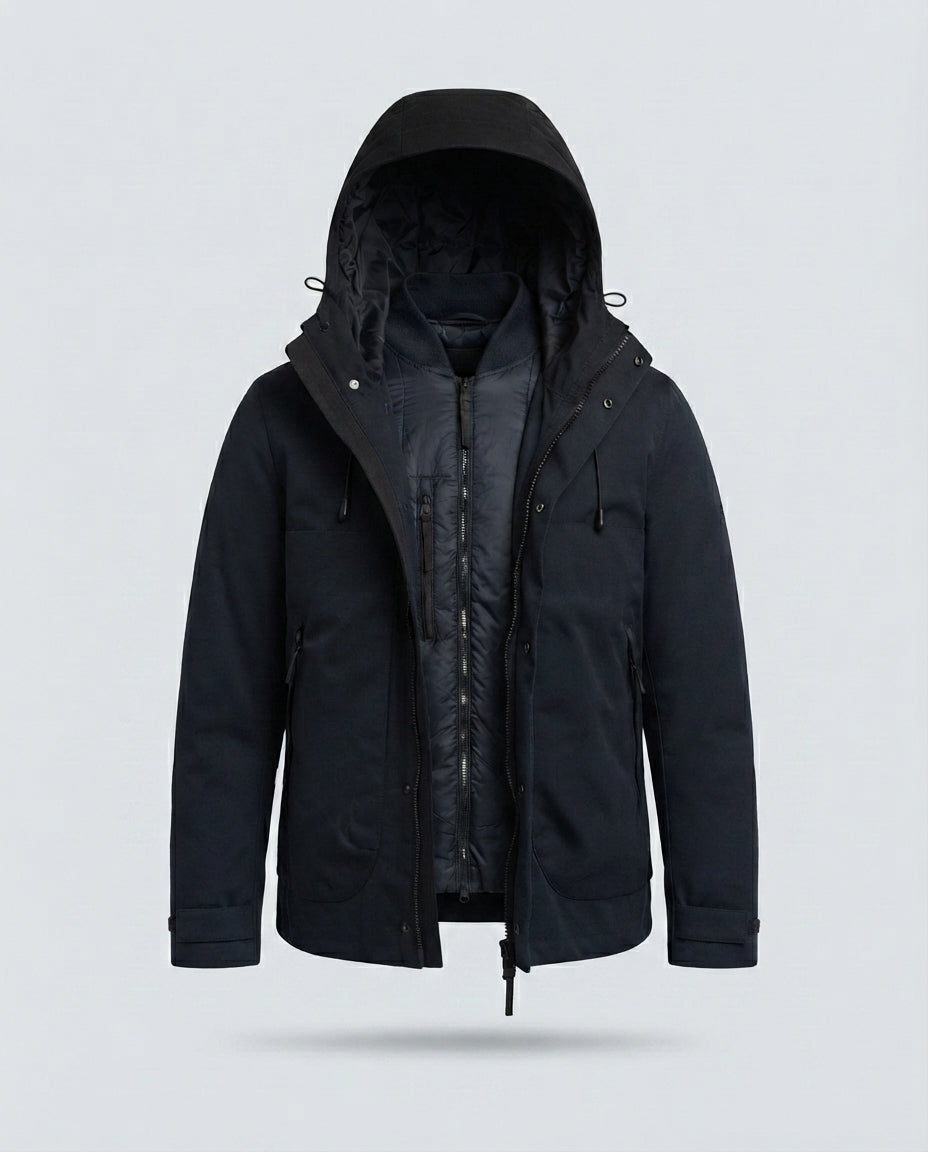 DOUBLE JKT CON PIUMINO STACCABILE-11649|Colore:Nero