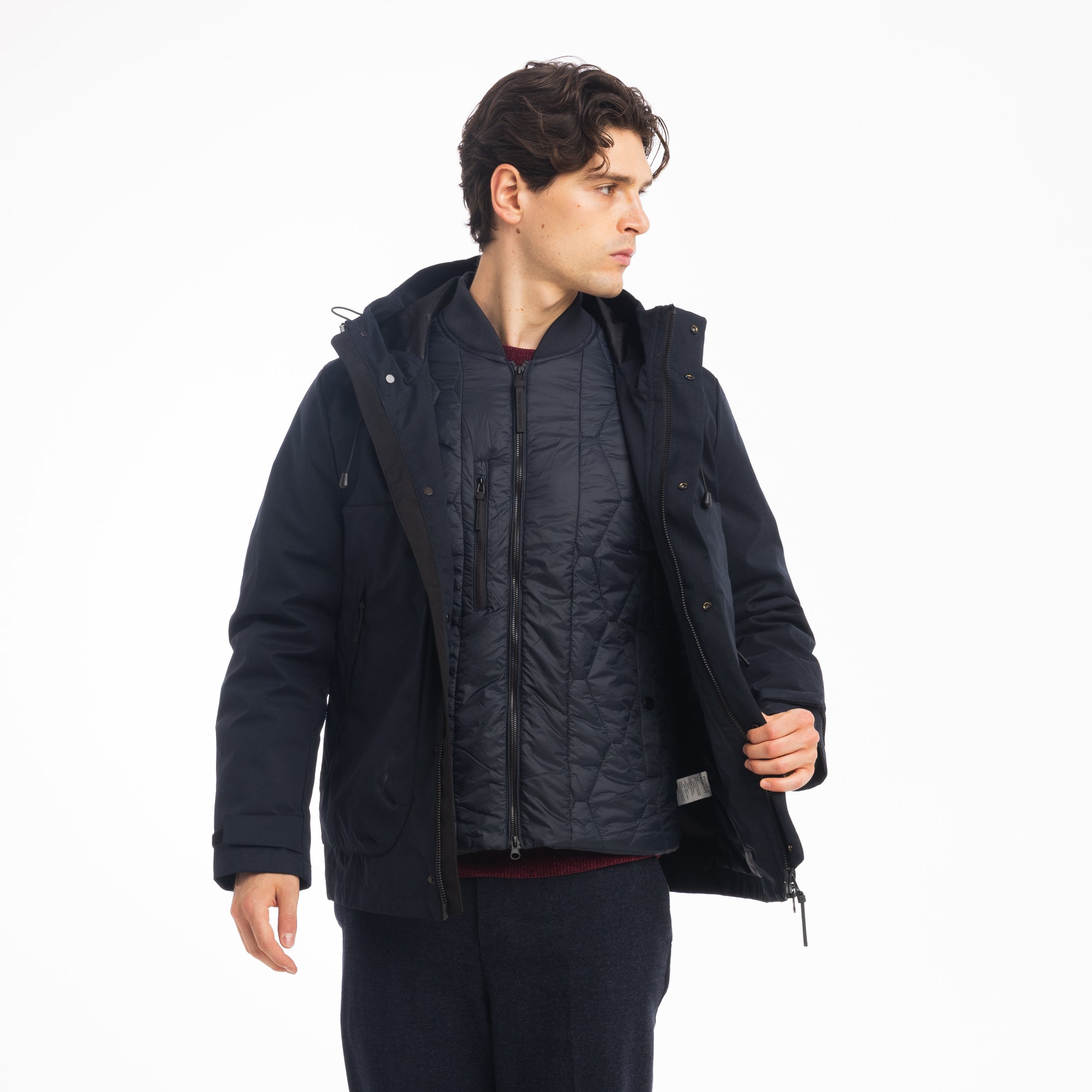 DOUBLE JKT CON PIUMINO STACCABILE-11649|Colore:Blu