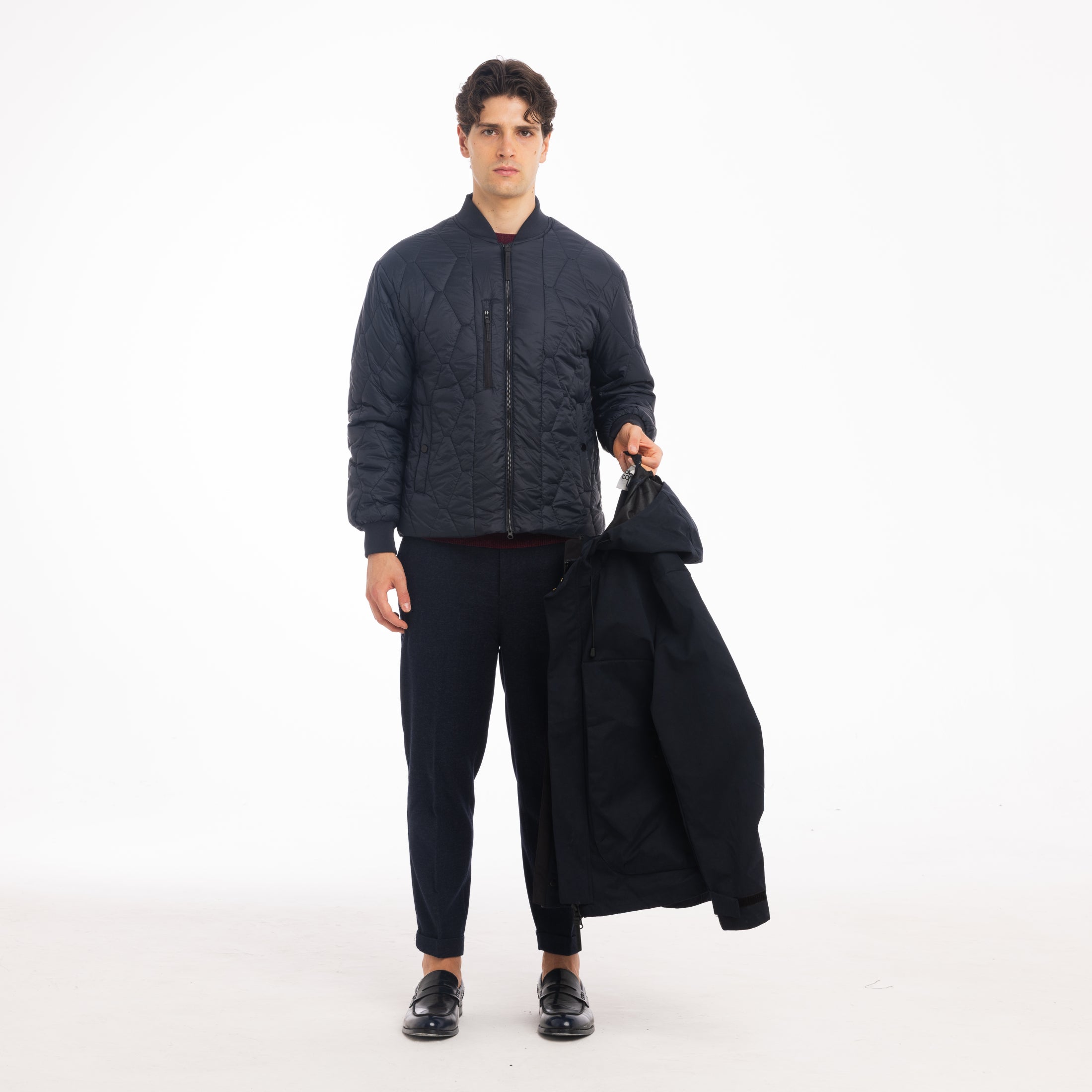 DOUBLE JKT CON PIUMINO STACCABILE-11649|Colore:Blu