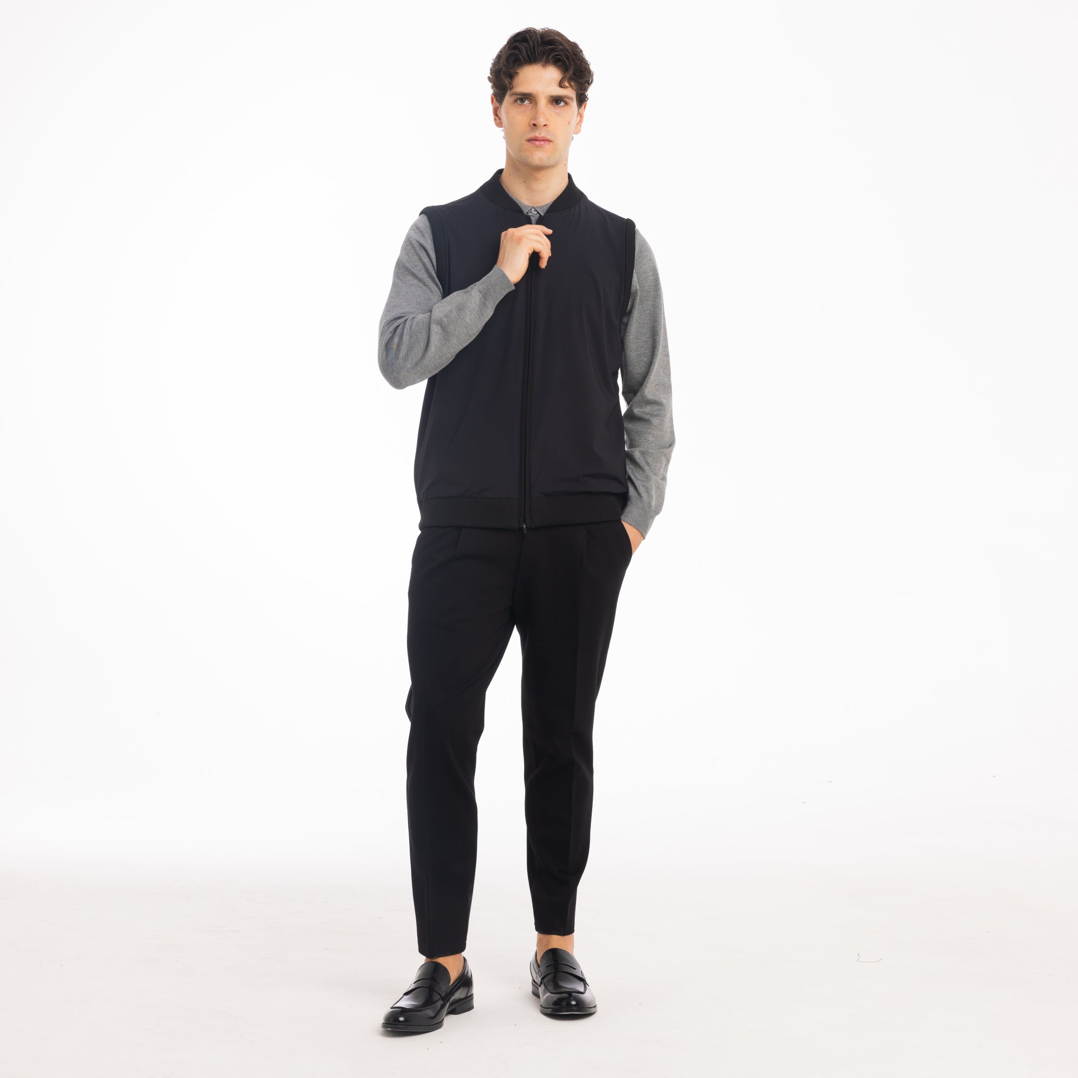 GILET ACCOPPIATO TECNICO VISCOSA-11657|Colore:Nero