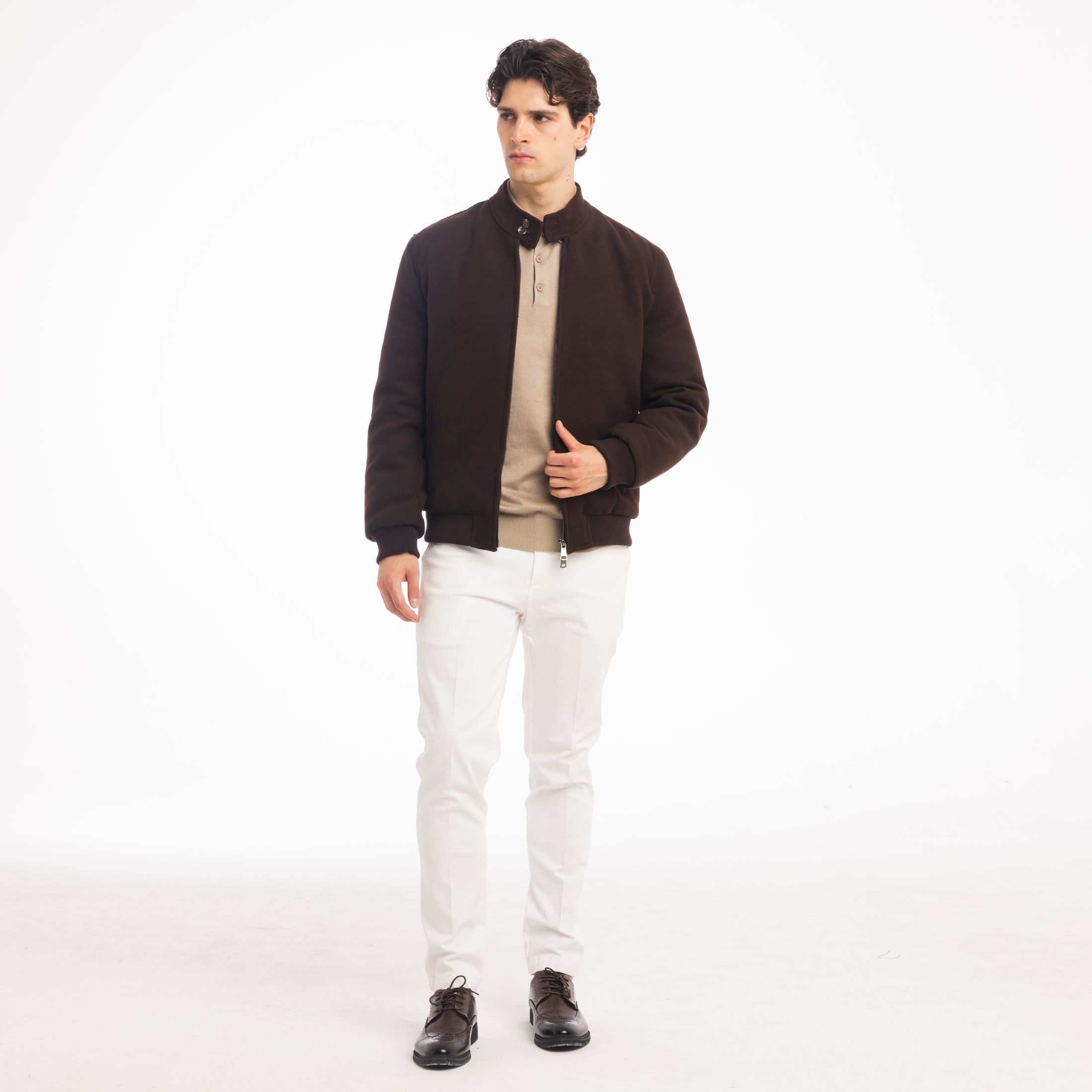 BOMBER PANNO BRCD MISTO LANA-11652|Colore:Moro