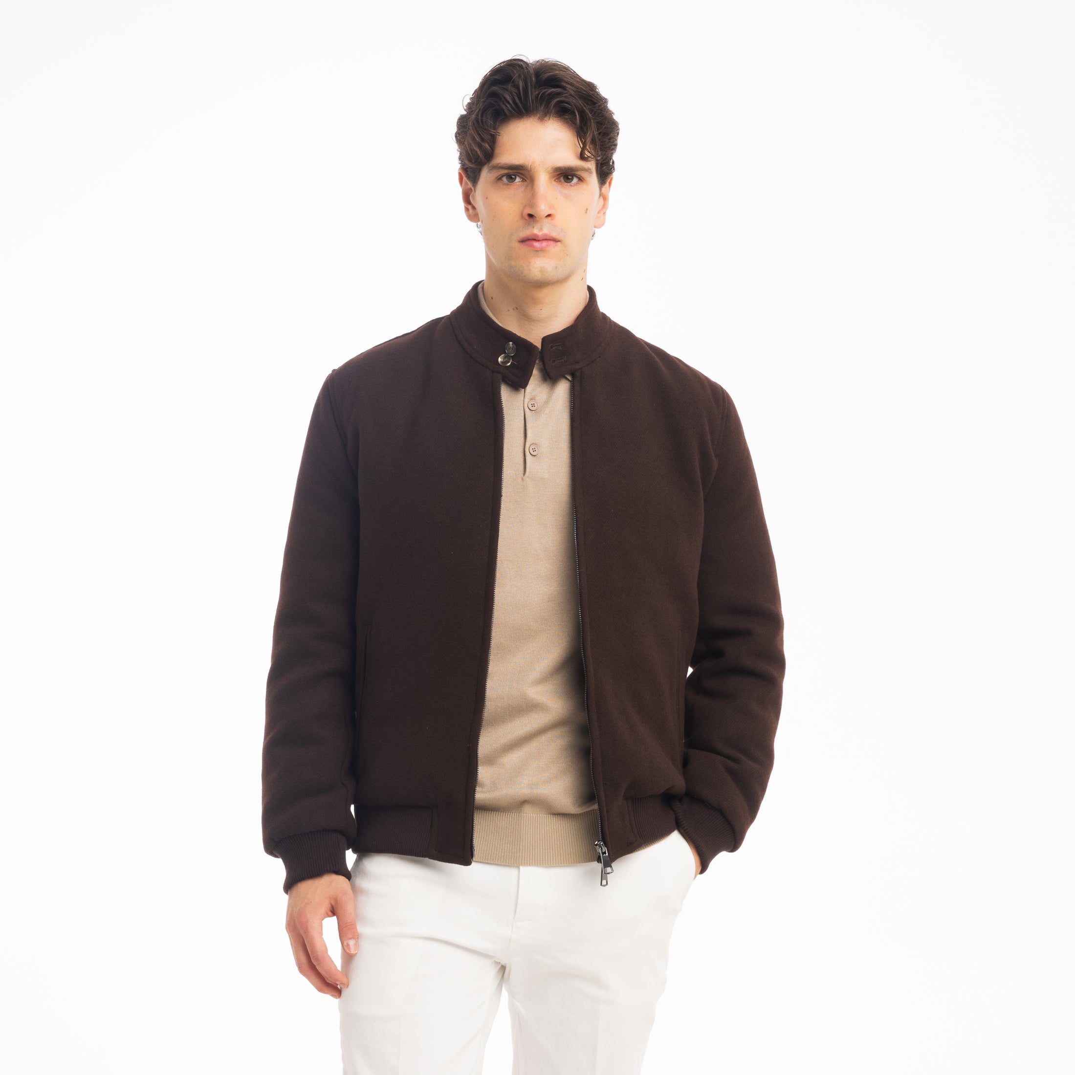 BOMBER PANNO BRCD MISTO LANA-11652|Colore:Moro