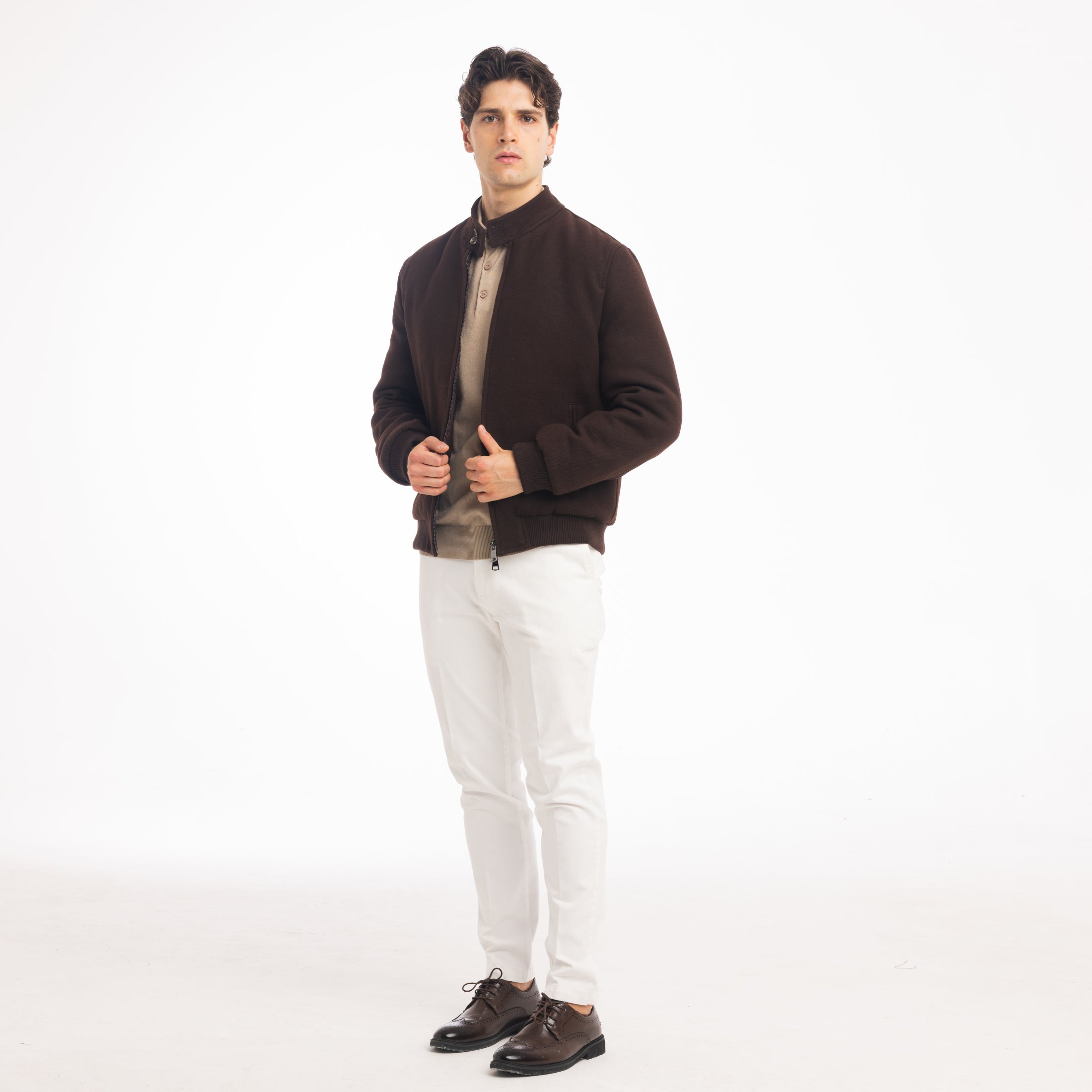 BOMBER PANNO BRCD MISTO LANA-11652|Colore:Moro