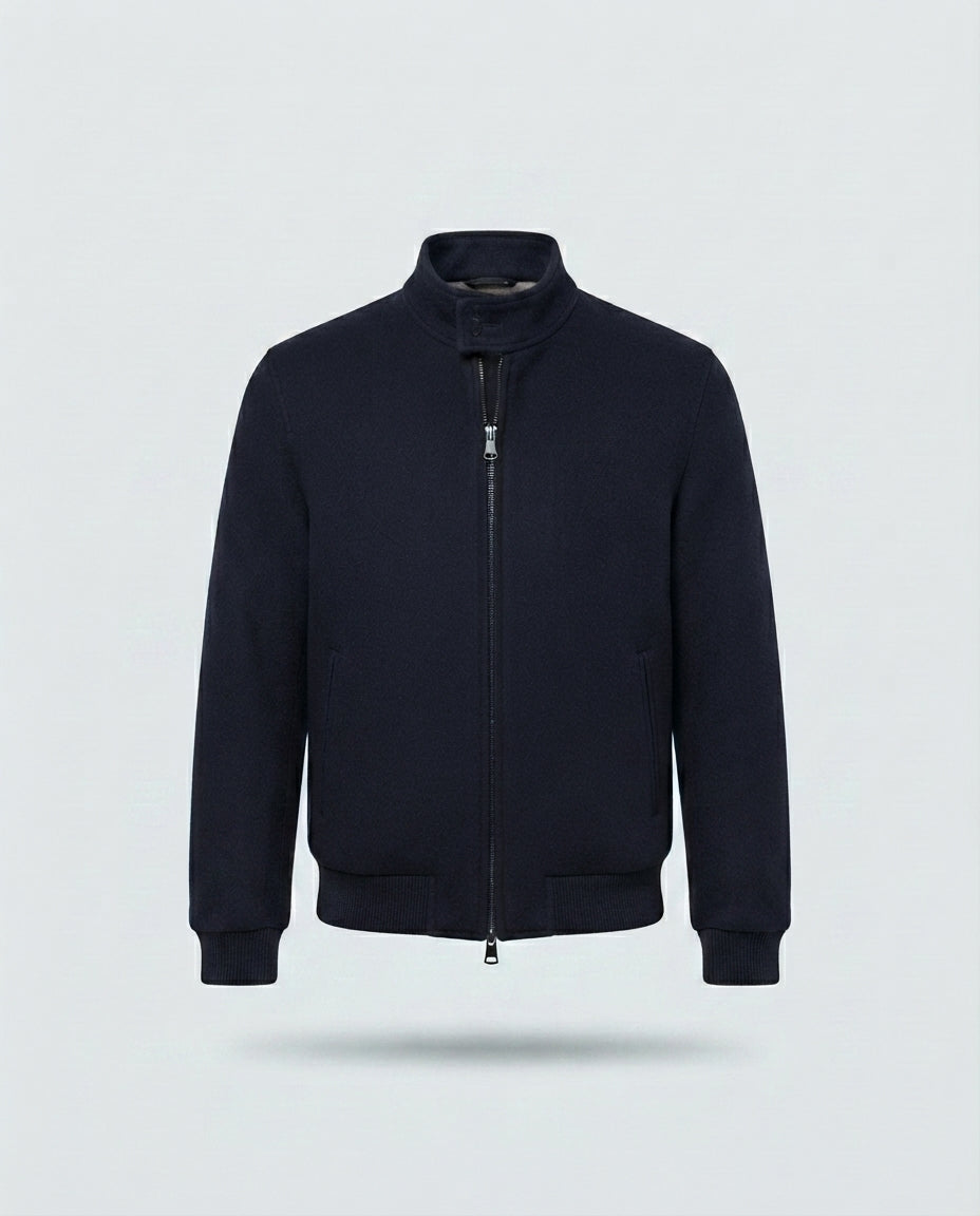 BOMBER PANNO BRCD MISTO LANA-11652|Colore:Blu