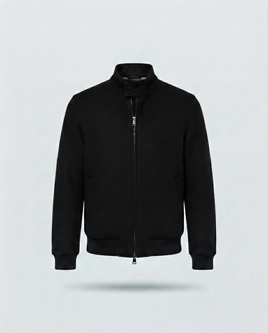 BOMBER PANNO BRCD MISTO LANA-11652|Colore:Nero