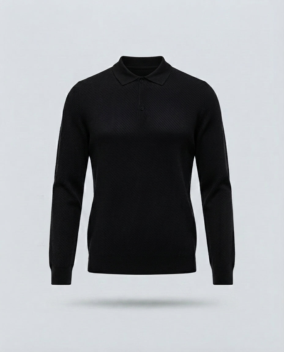 POLO NIDO D’API IN VISCOSA-11605|Colore:Nero